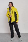 Оптом Горнолыжная куртка женская зимняя желтого цвета 3327J в Екатеринбурге, фото 8