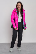 Оптом Горнолыжная куртка женская зимняя розового цвета 3327R в Екатеринбурге, фото 8