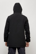 Оптом Парка косуха мужская с капюшоном демисезонная черного цвета 3329Ch в Хабаровске, фото 12
