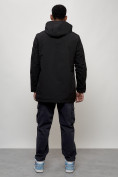 Оптом Парка косуха мужская с капюшоном демисезонная черного цвета 3329Ch в Самаре, фото 4
