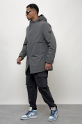 Оптом Парка косуха мужская с капюшоном демисезонная серого цвета 3329Sr в Санкт-Петербурге, фото 2