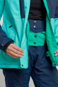 Оптом Горнолыжная куртка женская зимняя бирюзового цвета 33307Br в Екатеринбурге, фото 6