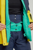 Оптом Горнолыжная куртка женская зимняя желтого цвета 33307J в Екатеринбурге, фото 7