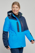 Оптом Горнолыжная куртка женская зимняя синего цвета 33307S в Екатеринбурге, фото 5