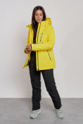 Оптом Горнолыжная куртка женская зимняя желтого цвета 3331J в Екатеринбурге, фото 8