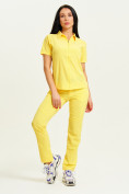 Оптом Спортивная футболка поло женская желтого цвета 33412J в Казани, фото 8