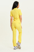 Оптом Спортивная футболка поло женская желтого цвета 33412J в Екатеринбурге, фото 10