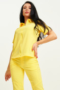 Оптом Спортивная футболка поло женская желтого цвета 33412J в Екатеринбурге, фото 5