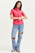Оптом Спортивная футболка поло женская розового цвета 33412R в Казани, фото 10