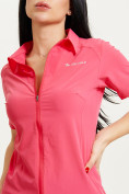 Оптом Спортивная футболка поло женская розового цвета 33412R в Екатеринбурге, фото 3