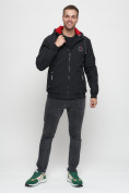 Оптом Куртка спортивная мужская на резинке черного цвета 3367Ch в Казани, фото 3