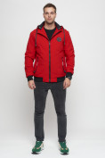 Оптом Куртка спортивная мужская на резинке красного цвета 3367Kr в Казани