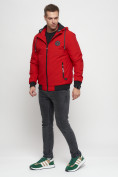 Оптом Куртка спортивная мужская на резинке красного цвета 3367Kr в Казани, фото 2