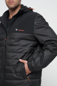Оптом Куртка спортивная мужская с капюшоном черного цвета 3368Ch в Екатеринбурге, фото 10