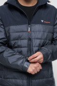 Оптом Куртка спортивная мужская с капюшоном темно-синего цвета 3368TS в Казани, фото 14