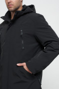 Оптом Парка спортивная мужская с капюшоном черного цвета 3369Ch в Казани, фото 10