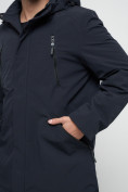 Оптом Парка спортивная мужская с капюшоном темно-синего цвета 3369TS в Казани, фото 11
