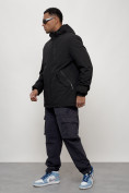Оптом Парка мужская с капюшоном демисезонная черного цвета 3370Ch в Самаре, фото 2