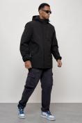 Оптом Парка мужская с капюшоном демисезонная черного цвета 3370Ch в Алма-Ате, фото 3