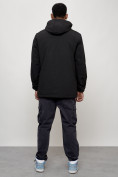 Оптом Парка мужская с капюшоном демисезонная черного цвета 3370Ch, фото 4