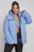 Оптом Горнолыжная куртка женская зимняя большого размера фиолетового цвета 3382F в Екатеринбурге, фото 10
