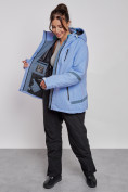 Оптом Горнолыжная куртка женская зимняя большого размера фиолетового цвета 3382F в Екатеринбурге, фото 9