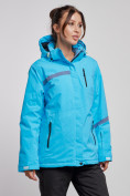 Оптом Горнолыжная куртка женская зимняя большого размера голубого цвета 3382Gl в Екатеринбурге, фото 3