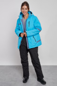Оптом Горнолыжная куртка женская зимняя большого размера голубого цвета 3382Gl в Екатеринбурге, фото 9