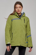 Оптом Горнолыжная куртка женская зимняя большого размера цвета хаки 3382Kh в Казани