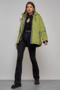 Оптом Горнолыжная куртка женская зимняя большого размера цвета хаки 3382Kh в Казани, фото 11