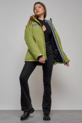 Оптом Горнолыжная куртка женская зимняя большого размера цвета хаки 3382Kh в Екатеринбурге, фото 12