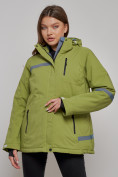 Оптом Горнолыжная куртка женская зимняя большого размера цвета хаки 3382Kh в Екатеринбурге, фото 2