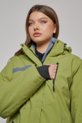 Оптом Горнолыжная куртка женская зимняя большого размера цвета хаки 3382Kh в Казани, фото 5