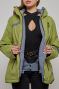 Оптом Горнолыжная куртка женская зимняя большого размера цвета хаки 3382Kh в Казани, фото 8