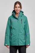 Оптом Горнолыжная куртка женская зимняя большого размера зеленого цвета 3382Z в Екатеринбурге