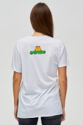 Оптом Женские футболки с принтом белого цвета 34001Bl в Екатеринбурге, фото 5