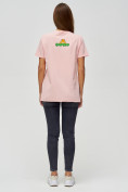 Оптом Женские футболки с принтом розового цвета 34001R в Екатеринбурге, фото 3