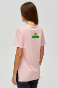 Оптом Женские футболки с принтом розового цвета 34001R в Екатеринбурге, фото 5