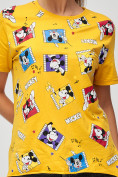 Оптом Женские футболки с принтом желтого цвета 34004J в Казани, фото 3