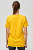Оптом Женские футболки с принтом желтого цвета 34004J в Казани, фото 6