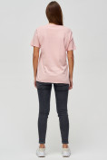 Оптом Женские футболки с принтом розового цвета 34004R в Казани, фото 2
