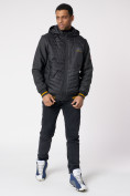 Оптом Куртка со съемными рукавами мужская черного цвета 3500Ch в Казани, фото 2