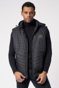Оптом Куртка со съемными рукавами мужская черного цвета 3500Ch в Казани, фото 12