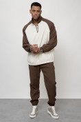 Оптом Спортивный костюм мужской модный коричневого цвета 35021K в Оренбурге, фото 13