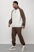 Оптом Спортивный костюм мужской модный коричневого цвета 35021K, фото 2