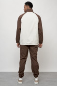Оптом Спортивный костюм мужской модный коричневого цвета 35021K в Самаре, фото 4