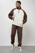 Оптом Спортивный костюм мужской модный коричневого цвета 35021K, фото 9