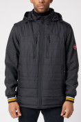 Оптом Куртка со съемными рукавами мужская черного цвета 3503Ch в Казани, фото 11