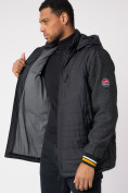 Оптом Куртка со съемными рукавами мужская черного цвета 3503Ch в Казани, фото 12
