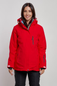 Оптом Горнолыжная куртка женская зимняя большого размера красного цвета 3507Kr в Екатеринбурге